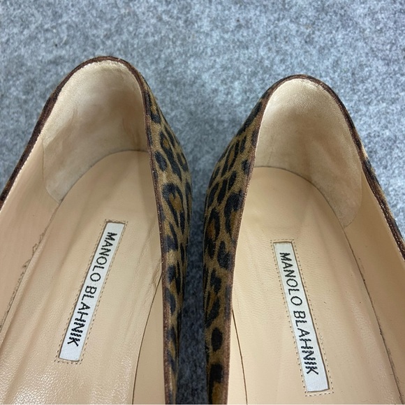 Manolo Blahnik Suede Leopard Print Black Patent Flats Women’s Size 41 - US 9-9.5 - Picture 8 of 13